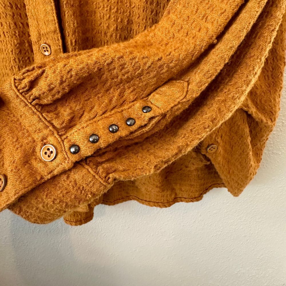 Free People Oversized Button-Down Shirt in Mustard - Picture 7 of 12